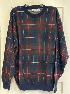 VTG David LeadBetter by Jos. A. Bank Mens golf Sweater Size L Plaid Preppy